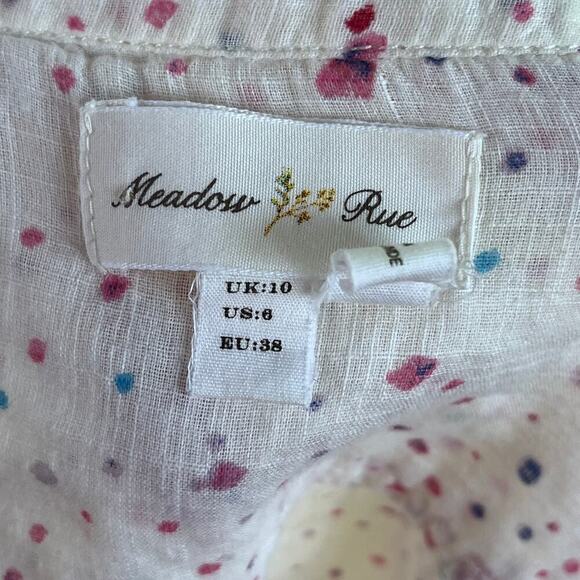 Anthropologie Meadow Rue White And Red Confetti Button Down Shirt Size 6 - Picture 9 of 11